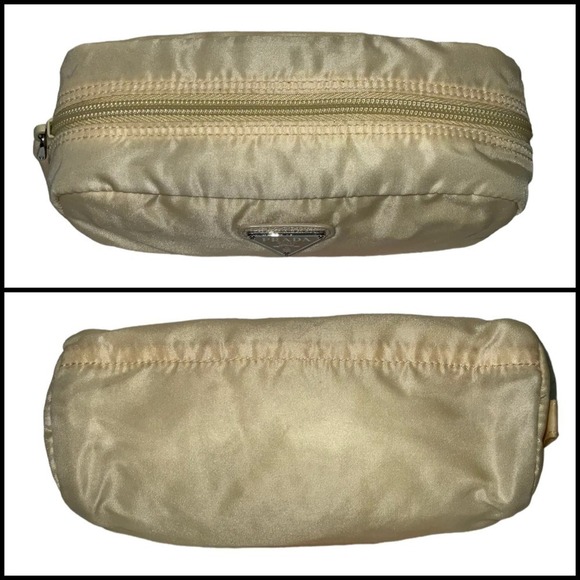 Prada Cosmetic Pouch Bag  Cream Nylon - Picture 4 of 15